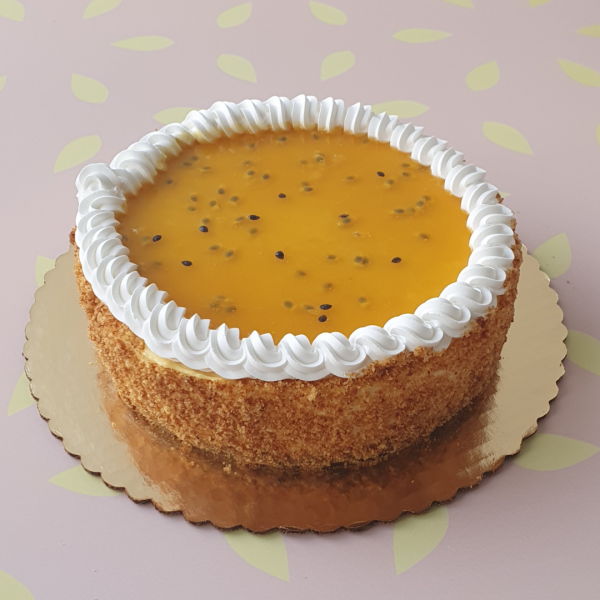 Dulce de cumpleaños cheesecake de maracuyá de 9 pulgadas